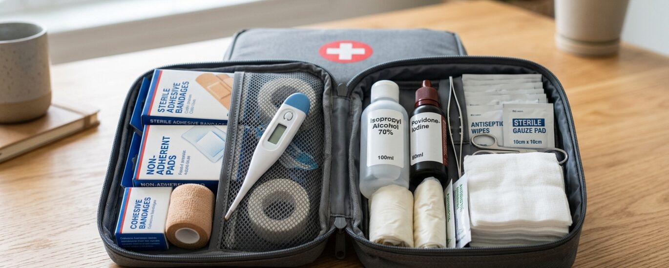 AI-generated image of a home first aid kit