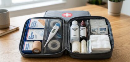 AI-generated image of a home first aid kit